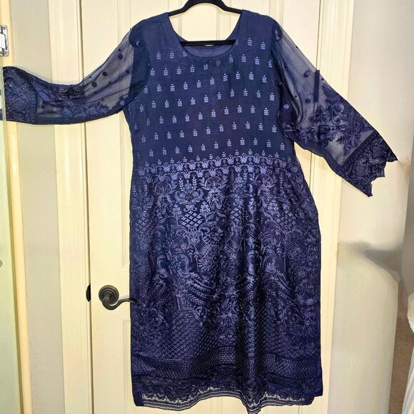 Indian Pakistani 3 Piece Desi Chiffon Suit - Picture 3 of 10